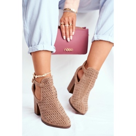 Damenstiefel mit Absatz Wildleder Openwork Beige Morrena 2