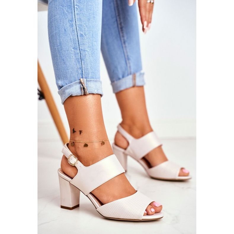 Damen Sandalen mit hohem Absatz Sergio Leone Beige Perła SK778 1