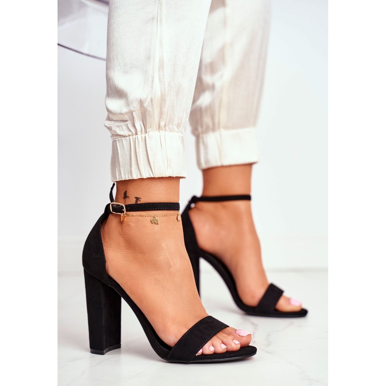 ADY Damen Sandalen mit Absatz Wildleder Schwarz Anastasie 1