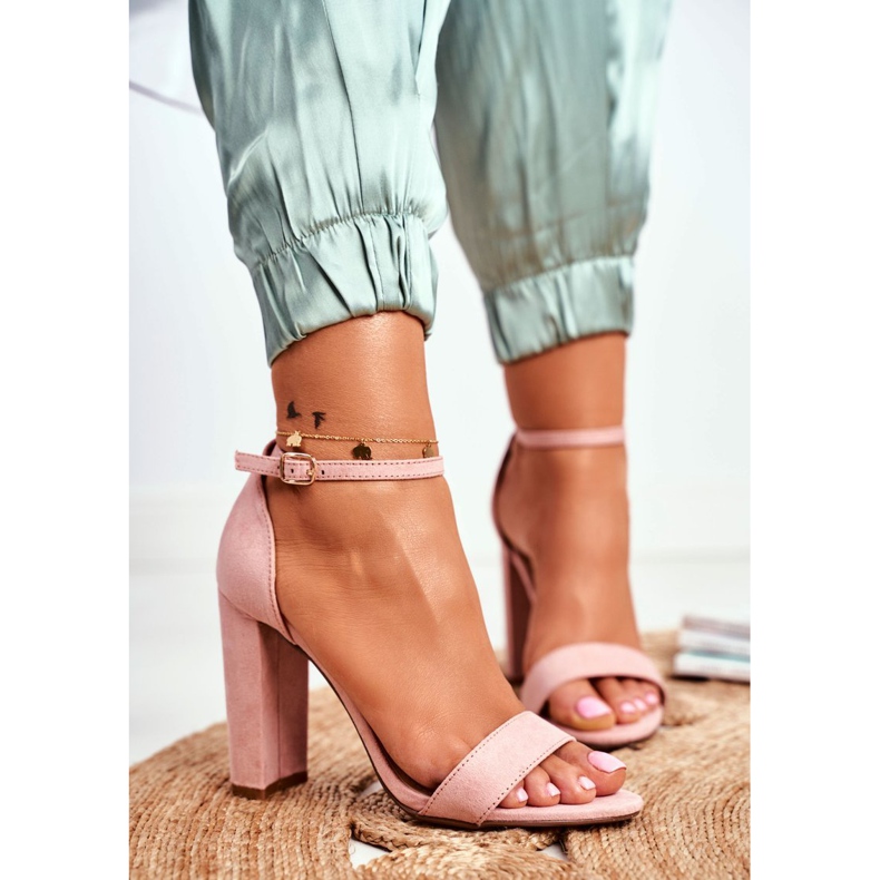 ADY Sandalen für Damen mit Absatz Wildleder Pink Anastsie rosa 1