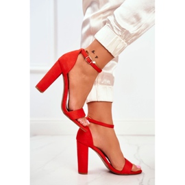 FW1 Sandalen für Damen mit Absatz Wildleder Orange Anastsie 1