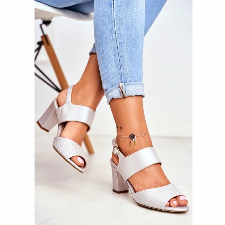 Damen Sandalen mit hohem Absatz Sergio Leone Silber SK778 braun mehrfarbig grau 2