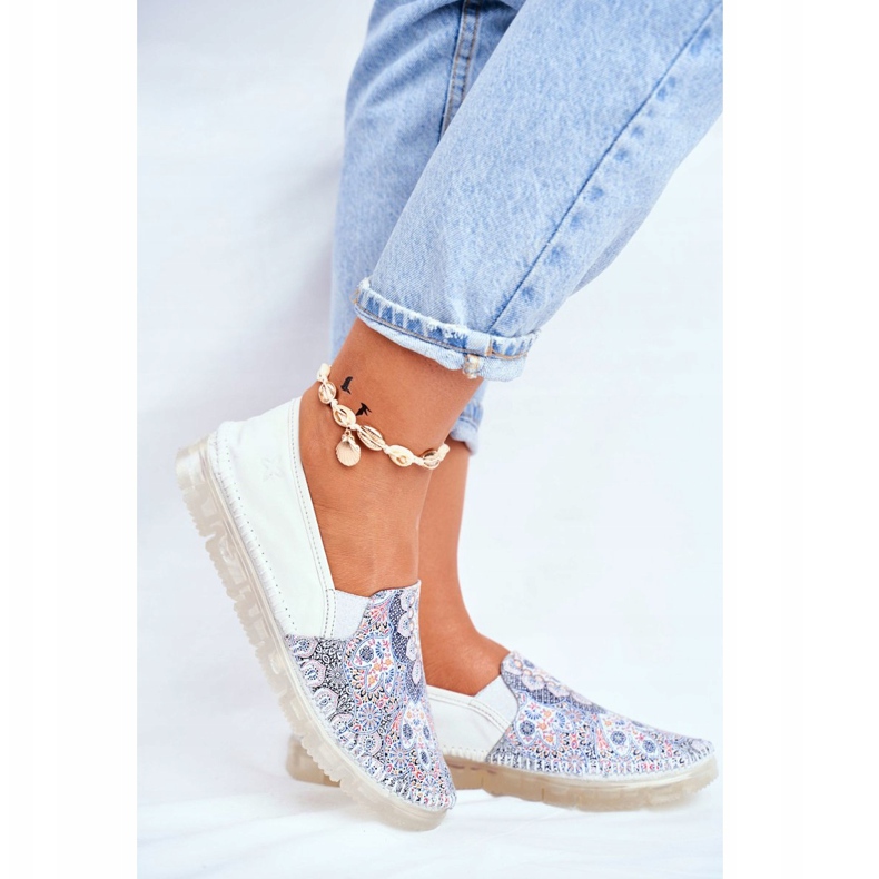 Damen Brogues Maciejka Leder Slip-ons Weiß 03512-46 mehrfarbig 2