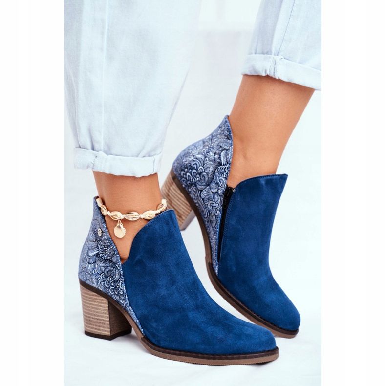 Stiefel für Damen mit Absatz Maciejka Spring Leather Navy Blue 04492-17 blau 2