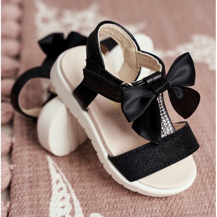 FRROCK Kindersandalen mit Klettverschluss für Mädchen Schwarz Bella 2