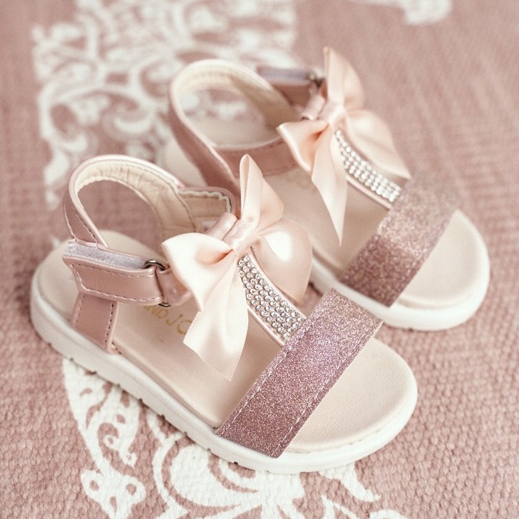 FRROCK Kindersandalen mit Klettverschluss für Mädchen Champagne Bella rosa gelb 1
