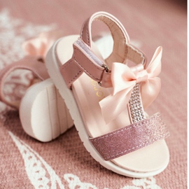 FRROCK Kindersandalen mit Klettverschluss für Mädchen Champagne Bella rosa gelb 2