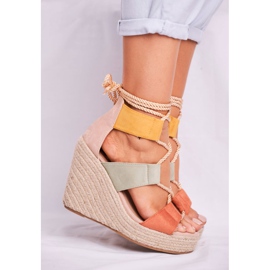 Bellucci Damen Sandalen auf Keil Espadrilles Colorful Beautiful One braun mehrfarbig 2
