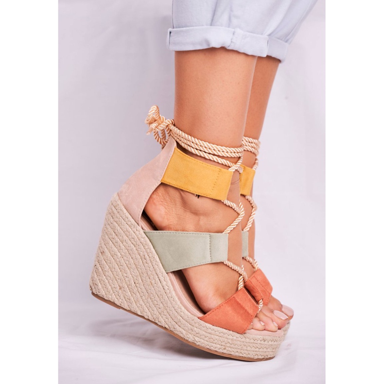 Bellucci Damen Sandalen auf Keil Espadrilles Colorful Beautiful One braun mehrfarbig 2