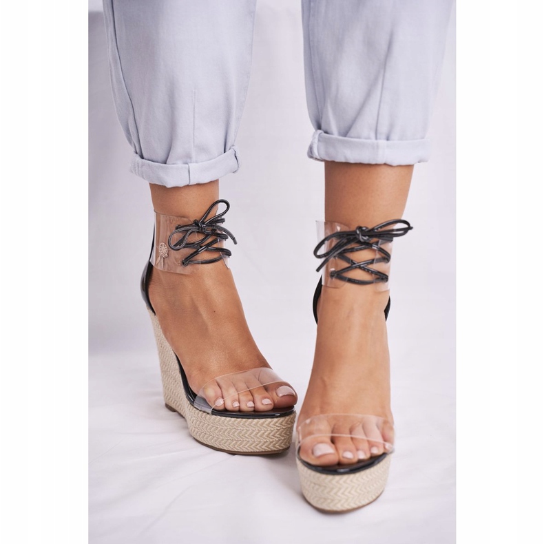 FB1 Damen Sandalen mit Keilabsatz Schwarz Beautiful Way 2