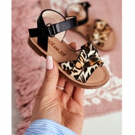 FRROCK Kindersandalen mit Klettverschluss für Mädchen Leopard Mimi schwarz 1