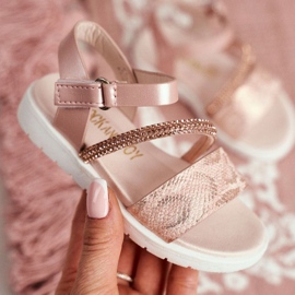 FRROCK Kindersandalen mit Klettverschluss für Mädchen Pink Lilo rosa 1
