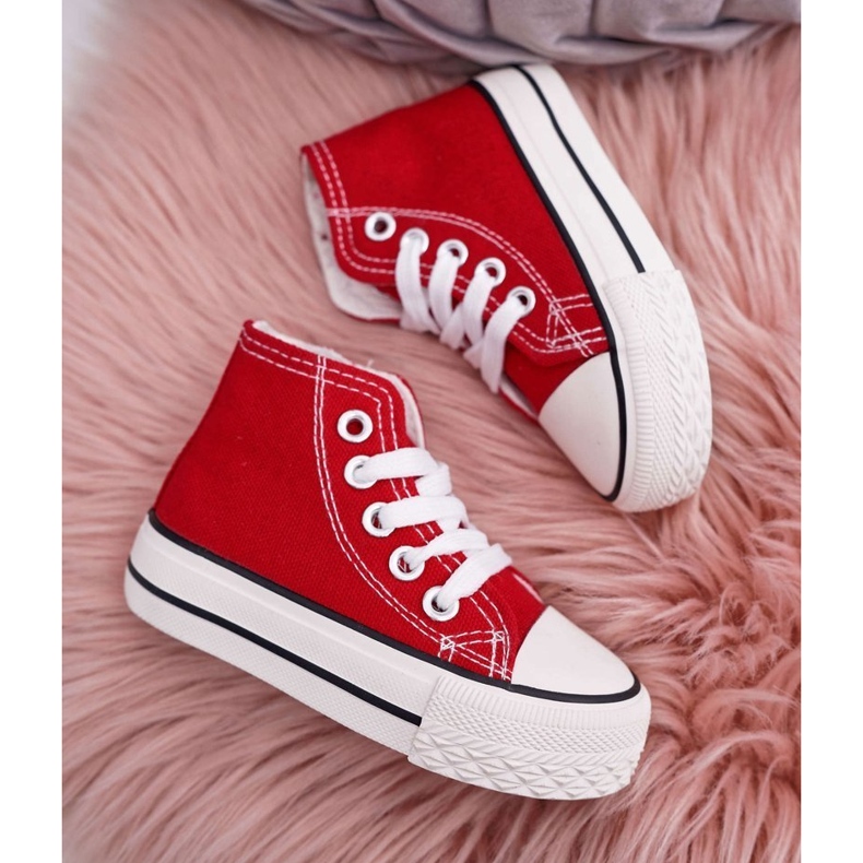 FRROCK Klassische hohe Sneakers für Kinder mit Reißverschluss Rot Filemon 2