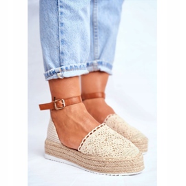 HAN Damen Espadrilles auf Beige Palm Spring Linen Platform 1