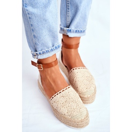 HAN Damen Espadrilles auf Beige Palm Spring Linen Platform 2