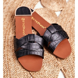 Damen Hausschuhe Schlangenhaut Schwarz Chance 1