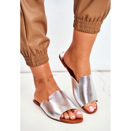 HAN Damen Hausschuhe Flach Silber Mimios grau 1