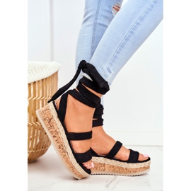 HAN Damen Sandalen auf der Plattform Gebunden Schwarz La Favourite 1