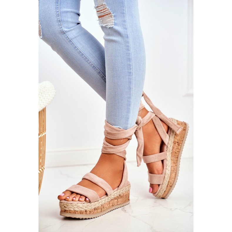 HAN Damen Sandalen auf der Plattform Gebunden Beige La Favourite 2