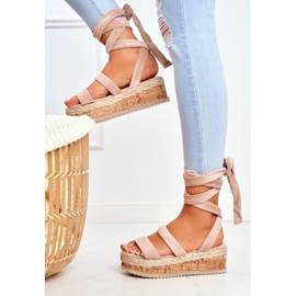 HAN Damen Sandalen auf der Plattform Gebunden Beige La Favourite 1