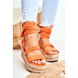 FS1 Damen Sandalen auf der Plattform Gebunden Orange La Favourite 2