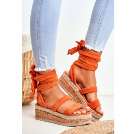 FS1 Damen Sandalen auf der Plattform Gebunden Orange La Favourite 1