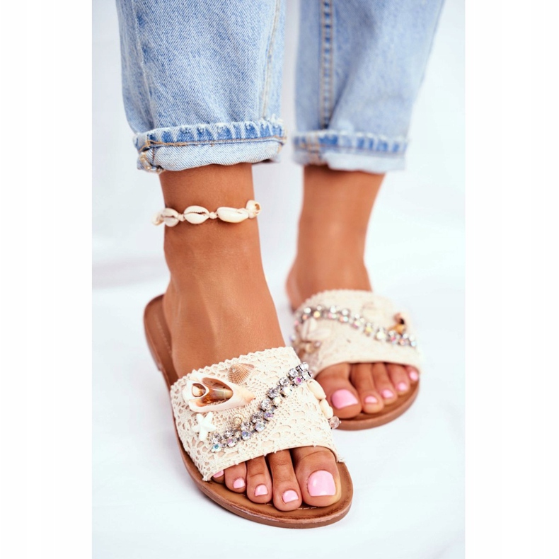 HAN Beige Hausschuhe für Damen mit Muscheln Spanien 2