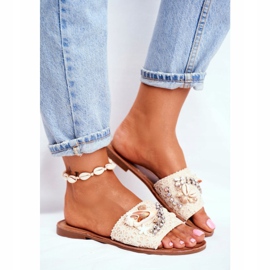 HAN Beige Hausschuhe für Damen mit Muscheln Spanien 1