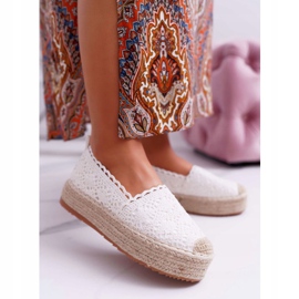 ADY Damen Espadrilles Spitze Weiß Desante Plateau 1