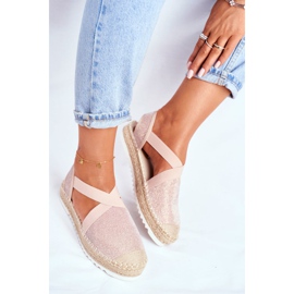 ADY Damen Espadrilles mit ausgeschnittenem Pink Glitzer Motiv rosa 2