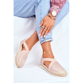 ADY Damen Espadrilles mit ausgeschnittenem Pink Glitzer Motiv rosa 1