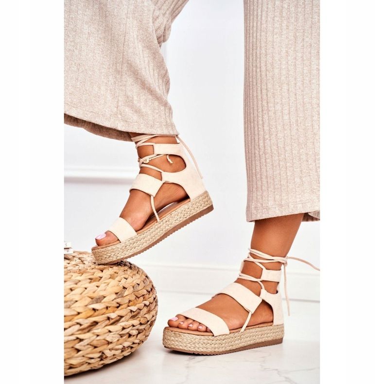 Damen Espadrilles On The Platform Gebunden Beige Fuerta 1