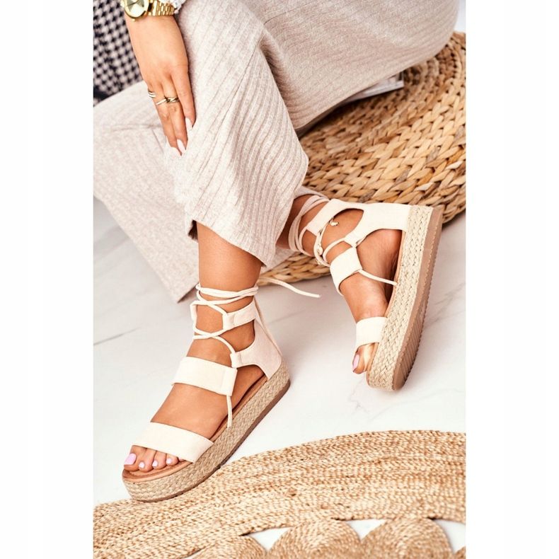 Damen Espadrilles On The Platform Gebunden Beige Fuerta 2