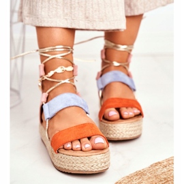 Damen Espadrilles On The Platform Gebunden Orange Fuerta 2