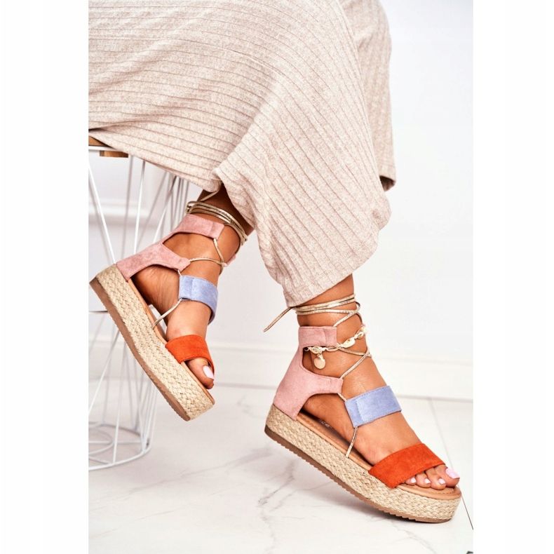 Damen Espadrilles On The Platform Gebunden Orange Fuerta 1