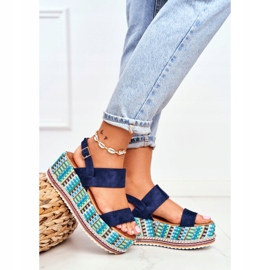 FW1 Damen Sandalen On Wedge Espadrilles, marineblau Sandy 2
