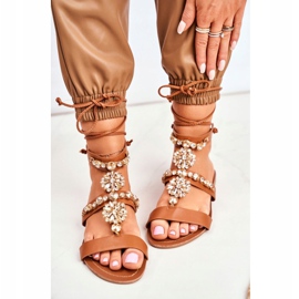 Gladiator-Sandalen für Damen mit Camel Hype-Kristallen braun 2