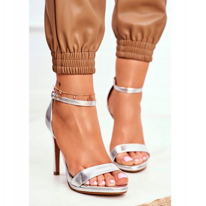 FW1 Damensandalen mit hohem Absatz Silver Frenzy grau 2