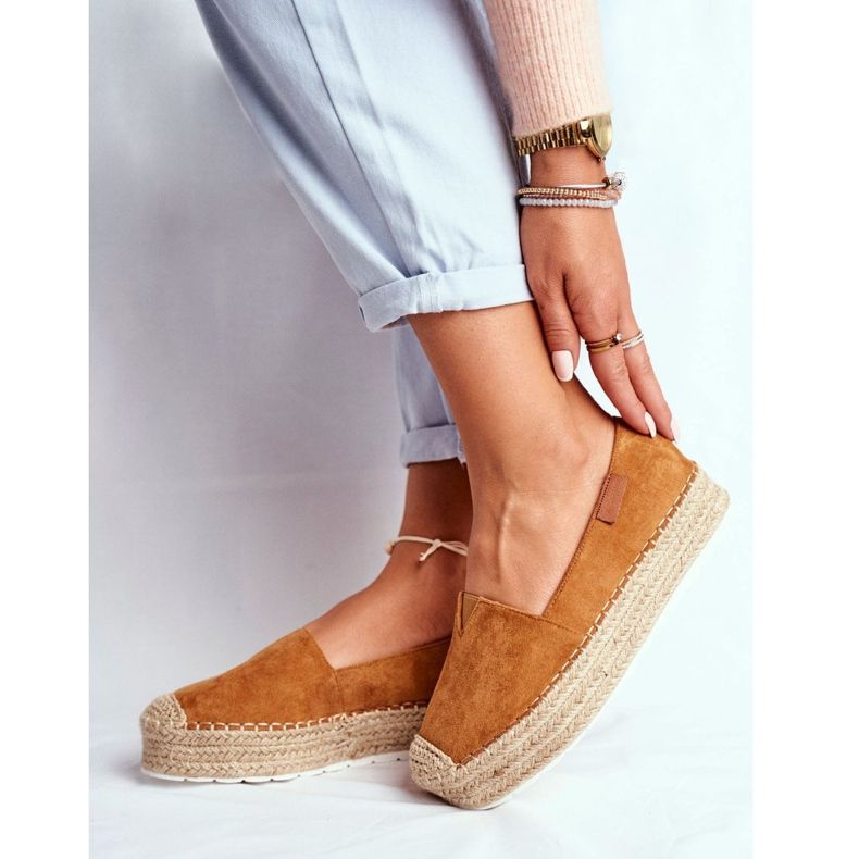 FB2 Damen Espadrilles On The Camel La Playa Linen Platform braun 1
