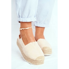 FRBS Espadrilles für Damen auf Beige La Playa Leinenplattform 2