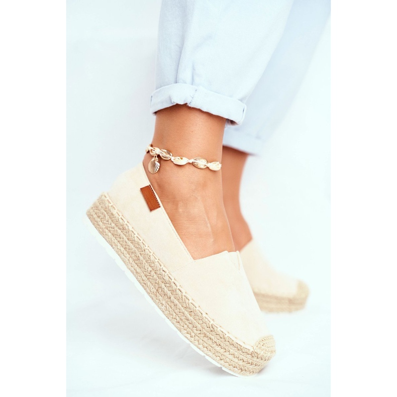 FRBS Espadrilles für Damen auf Beige La Playa Leinenplattform 1