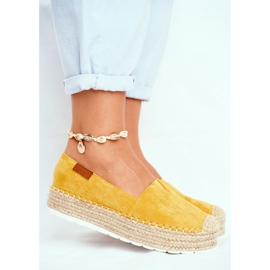 FRBS Damen-Espadrilles auf gelber La Playa Leinen-Plattform 1