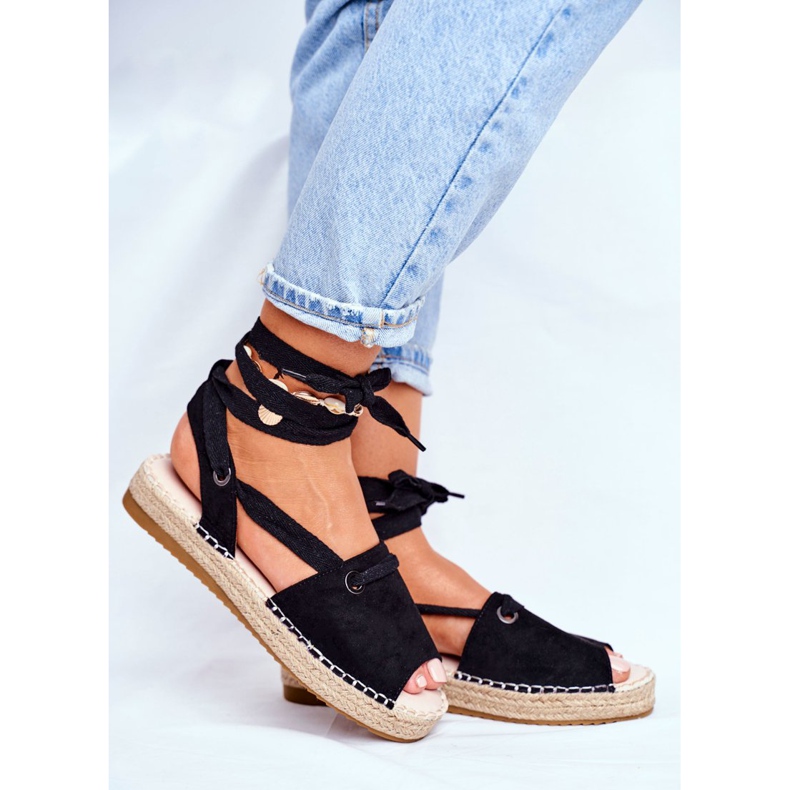 FRJ Damen Espadrilles On The Linen Platform Schwarz Monacoz 2