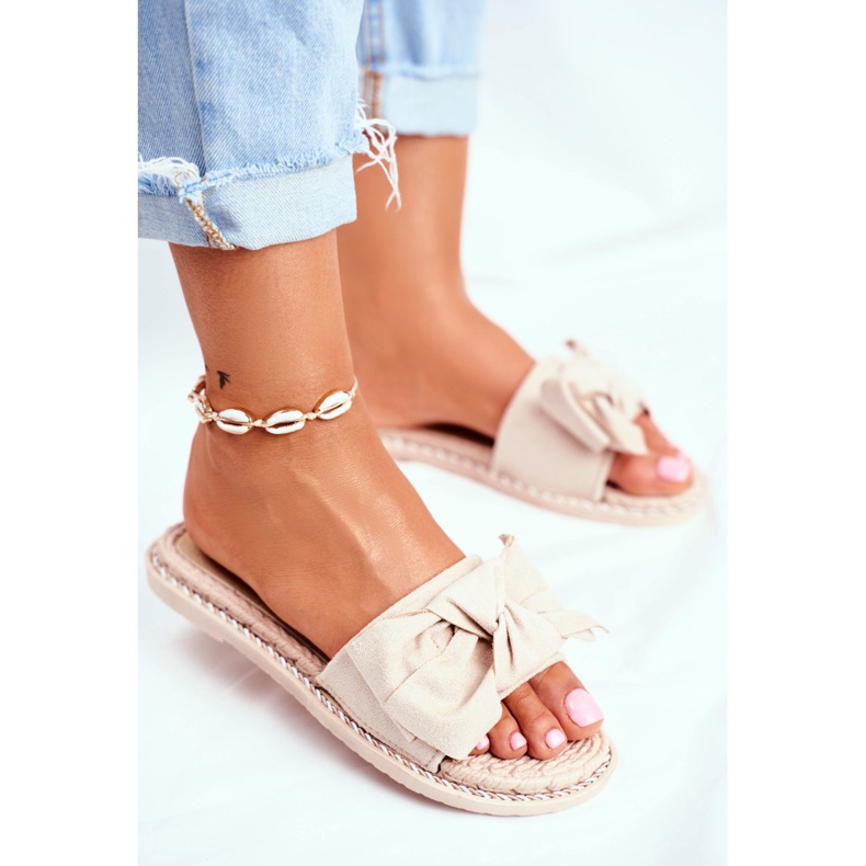 FRJ Beige Happiness Slipper für Damen mit Schleife 2