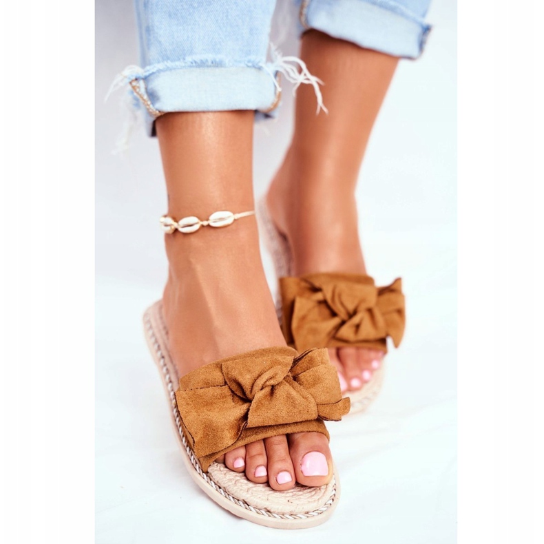 FRJ Damenhausschuhe mit Schleife Camel Happiness braun 1