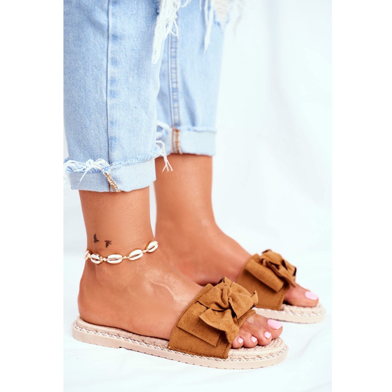 FRJ Damenhausschuhe mit Schleife Camel Happiness braun 2