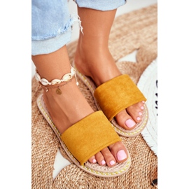 FRJ Klassische Wildleder Hausschuhe für Damen Gelb Look At Me 1