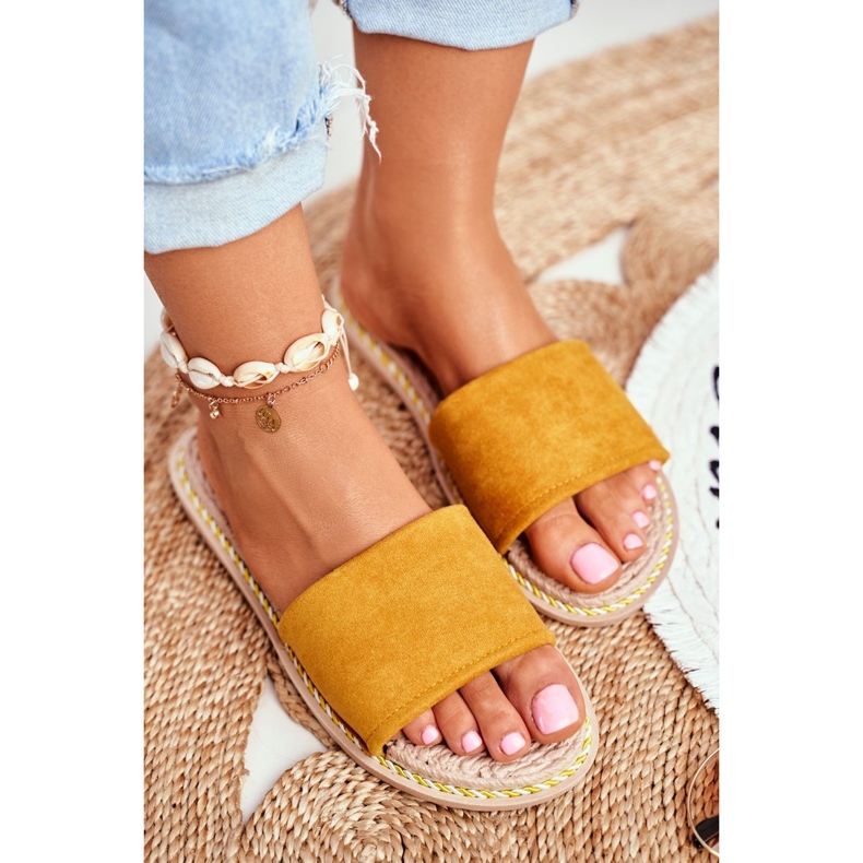 FRJ Klassische Wildleder Hausschuhe für Damen Gelb Look At Me 1