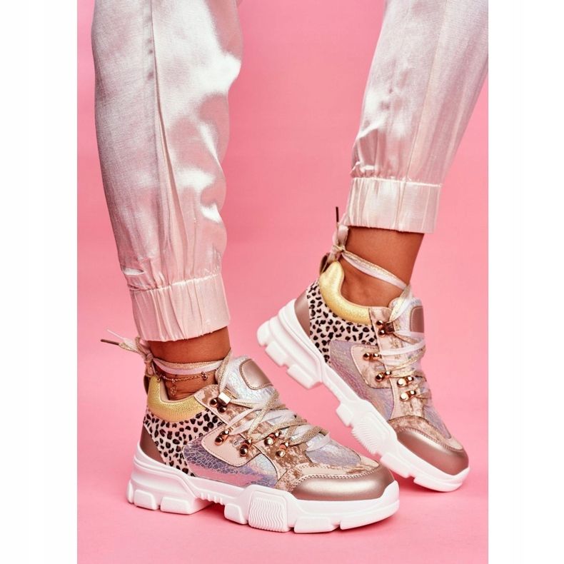 Moow Sport Damenschuhe Turnschuhe Totally Crazy beige silber- mehrfarbig 1