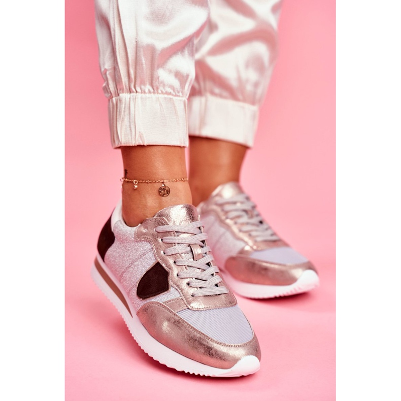 Moow Damen Sportschuhe Glitzer Silber Sehr Schön beige mehrfarbig gelb 1